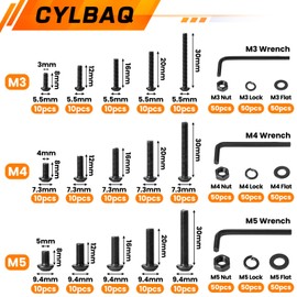 Nuts and Bolts Assortment Set M3 M4 M5, CYLBAQ Black Hex Socket Head Cap Screws Bolts and Nuts Kit, 600PCS Round Head Pan Head Machine Screws Assorted Set, Hex Bolts and Nuts Assortment Kit