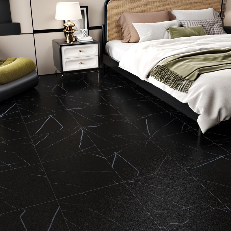 WESTICK 20 PCS Black Marble Peel and Stick Floor Tile
