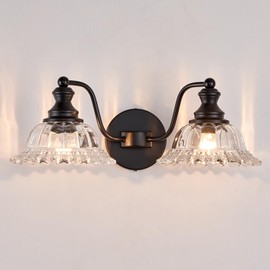 XIEDUN Farmhouse Bathroom Light Fixtures Black Vanity Lights for Bathroom 2 Light Bathroom Vanity Light Fixtures
