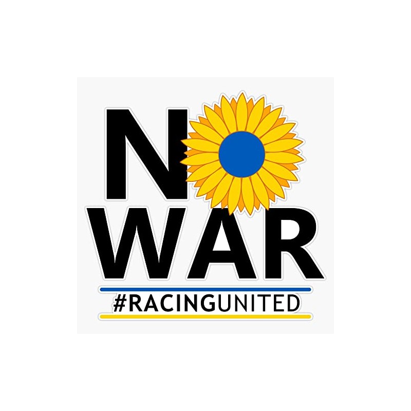 F1 No War Racing United Bumper Sticker Vinyl Decal 5"