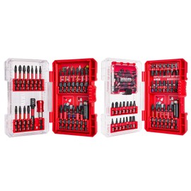 Geinxurn 92Pieces Impact Screwdriver Bits Set, Magnetic S2 Steel 1”/2” Phillips/Square/Torx/Slotted/Hex/Pozi Bits Tips and Impact Bit Holder with Red Storage Box Case