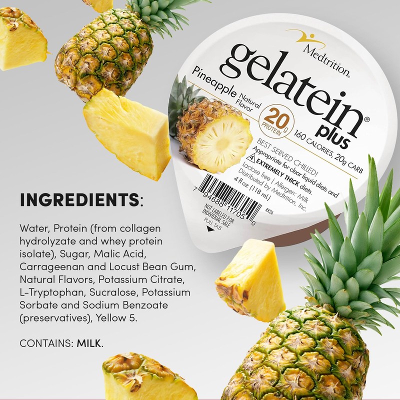 Gelatein Plus Pineapple: 20 Grams of Proteins. Ideal for Clear