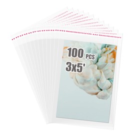 Egofine Self Sealing Cellophane Bags 100 PCS Clear Resealable Sleeves Bags for 3x5 Photo Mats (Bag Size: 3.15x5.12 inches for 3x5 Mats)