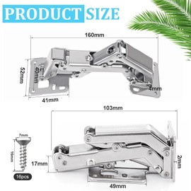 CYNNXIA 2 PCS 170 Degree Cabinet Hinge Kitchen Cupboard Doors Hinges Hydraulically Adjustable Surface Mount Hinges Heavy Duty Soft Close Hinges with16 Fixing Screws for Cabinet Doors Kitchen Wardrobe