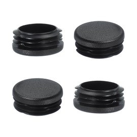 PATIKIL 1-1/2 Inch Plastic Tubing End Caps, 4 Pcs Round Hole Plug Insert for Round Iron Pipe Chair Leg Table Bookshelves Patio Furniture, Black
