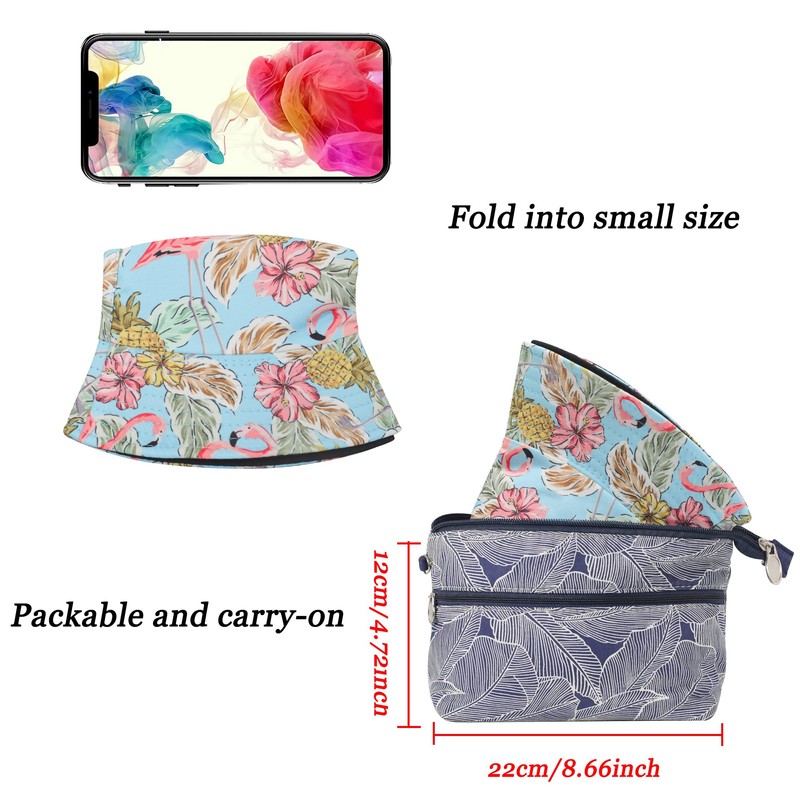 ZLYC Unisex Sun Hat, Beach Hat, Angler’s Hat, Flower/Plant/Rainforest Print,
