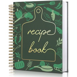 9''x11'' Recipe Book to Write in Your Own Recipes - Spiral Blank Cookbook 152 Pages Holds 146 Recipes - Elegant Waterproof Cover Big Recipe Journal - Easy to Use Layout（A4 Size - Olive Green）