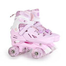 Patines en Paralelo Ajustables, Patines 4 Ruedas Iluminadas para Niños y Principiantes, Patines Infantiles Talla 16-23cm, Ideal para Regalo Cumpleaños Navidad