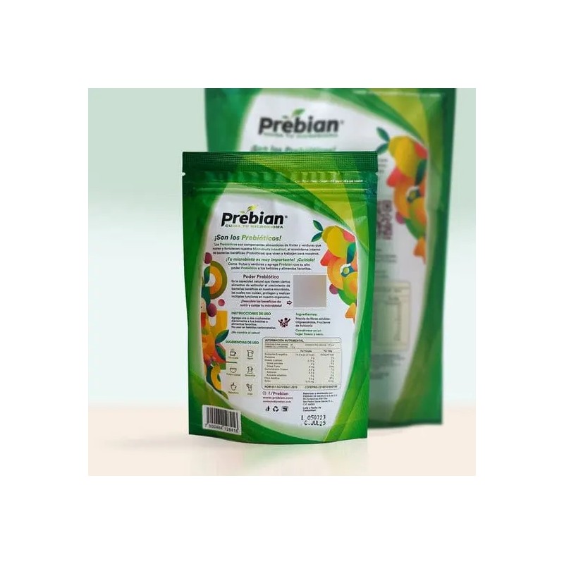 Prebióticos Polvo Sabor 150g Gluten Fibra Vegana Prebian
