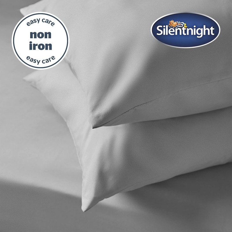Silentnight Supersoft Dove Grey Pillowcase Pair Easy Care Soft Snuggly