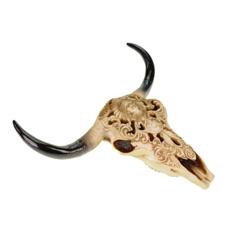 Schädel Stier edles indianisches Design 30 x 30 x 9