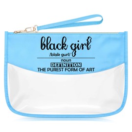 Sazuwu Black Girl Magic Gifts Blue Makeup Bags with Zipper Black Owned Gifts for Women Birthday Gifts for Women Friendship Funny Unique Cosmetic Travel Bag Organizer Graduation Present