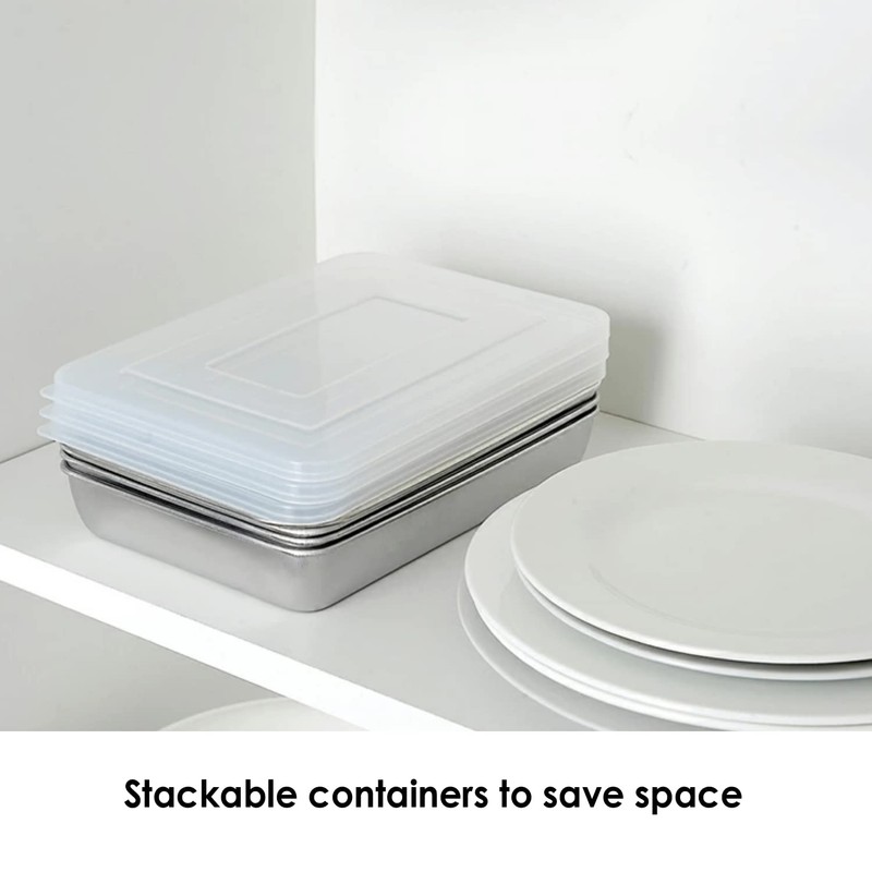 YAMAZEN, 7-Piece Set Stainless Steel Stackable Kitchen Food Containers With