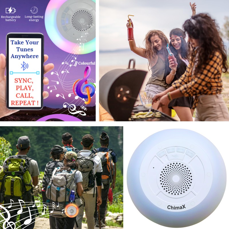 ChimaX Bluetooth Speaker, Portable Wireless Colourful Speakers, 8 RGB Light