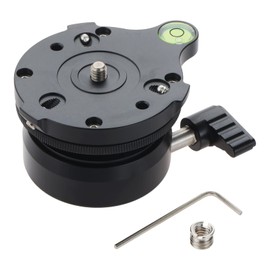 Leveling Base, Free-Head Type, 15 Degree Up and Down, 360 Degree Rotation, Half Ball, Compatible with Tripods, Ball Heads, Head and Head Mounts, Camera Connection Side Screw, 1/4" Tripod Connection