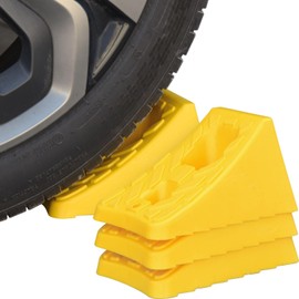 OranLite 4 Pack Premium Yellow Wheel Chocks, 14.4" x 10.3" x 8" inch Portable Durable Wheel Chocks, Wheel Wedge, Wheel Stopper for Cars, Motorcycles, Travel Trailers (Yellow - 4Pack)