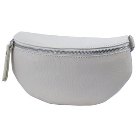 SH Leder ® AVA G292 Genuine Leather Waist Bag for Women Men Unisex Belt Bag for Festival Travel Bum Bag Small Crossbody Bag Women Leather Bag 23 x 12 cm, lightgrey