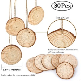 iDopick 30 Pack Natural Pine Wood Slices for Centerpieces, Crafts & Ornaments (4-5cm)