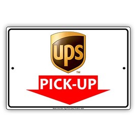 UPS Mail With Graphic Pick-Up Here Postal Service Caution Warning Notice Aluminum Metal 12"x18" Sign Plate