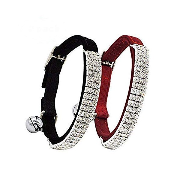 CHUKCHI Cat Collar Soft Velvet Adjustable with Bell 11 Inch