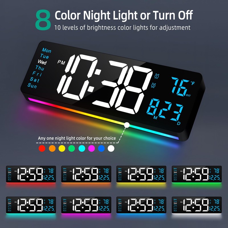 LEIKE 16" Large Digital Wall Clock Timer,Remote Control,2 Alarms, LED