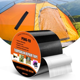 Paulno Waterproof Repair Tape,Awning Black Duct Tape,Fabric Flex Seal Tape for RV Skirting for Winter,Canvas,Boat Covers,Tent,Sail,Tenacious TapeTarp Repair Kit RV Underbelly Tape Heavy Duty(Black)