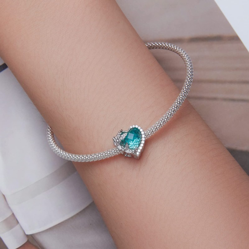 CHENGMEN Christmas December Birthstone Charms for Bracelets 925 Sterling Silver