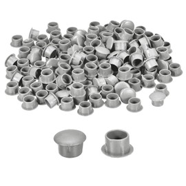 sourcing map 150Pcs Screw Hole Plugs, 10mm(3/8") Dia Plastic Round Button Plugs Snap in Locking Hole Covers Flush Type Caps for Furniture Cabinet, Light Grey