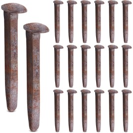 Yinkin 20 Pack Carbon Steel Railroad Spikes 6.5 Inches Rail Road Spike DIY Railroad Ties with Rusting, Patina and Pitting for Knife, Tent Hold Downs, Art Projects, Railroad Collectors