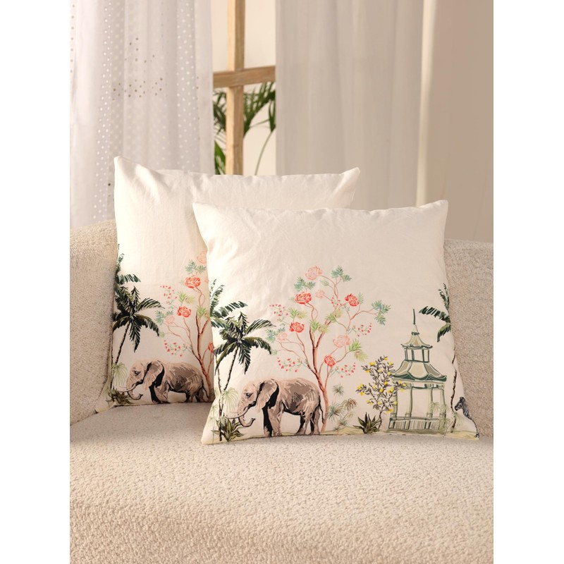 Glamm Texa Home Decor White Elephant Cushion Covers Set Of