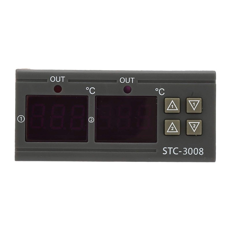 STC3008 Dual Display Thermostat Adjustable Dual NTC Probe Sensor Digital