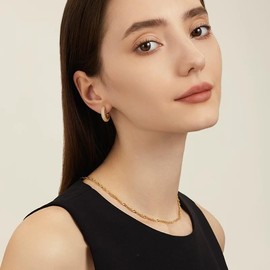 Gadilay Gold Earrings 14K Gold Hoop Earrings for Women with Dual-sided Cubic Zirconia Hoop Earring for Women Sensitive Ears Hypoallergenic Womens Hoops Earring 15mm (30mm)