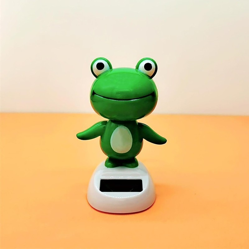 Jizlan Green Solar Bobblehead - Long-Lasting Frog Bobble Dancer Toy,