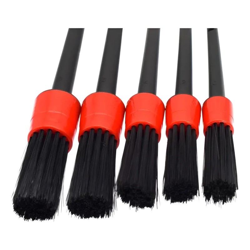 5pcs Cepillo Brocha Lavado Detallado Automotriz Dureza Media Negro