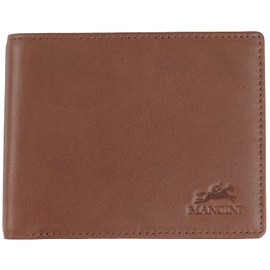 Mancini Bellagio Top Grain Leather RFID Secure Billfold with Coin Pocket, Brown