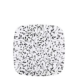 EcoQuality 7.25" inch Disposable Square White Plastic Plates with Black Leaf Design, China Like Party Plates, Heavy Duty Dessert Plate, Salads, Weddings, Baby Showers, Catering, Non Toxic (30 PACK)