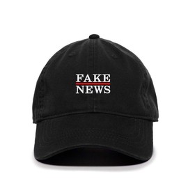Tech Design Fake News Baseball Cap Embroidered Cotton Adjustable Dad Hat Black