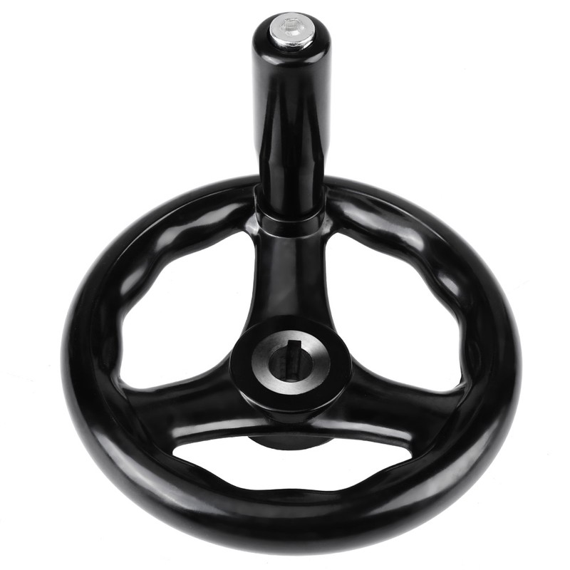 1PC 12*125mm Black Round 3 Spoke Hand Wheel for Lathe