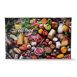 real Food - Fridge Magnet Large - Magnets for Motivation and Mindfulness - Ideal as Small Gifts - Metal Magnetic Sign Stable 120 x 75 mm