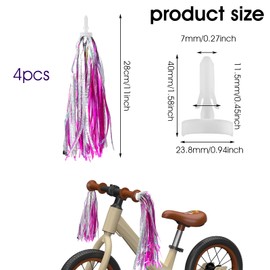 guduling 4 Pcs Bike Tassels for Girls,Bike Tassels,Bicycle Streamers for Girls,Scooter Bicycles Tricycle Handlebar Ribbons for Kids,Bicycle Accessories for Girl and Boys(Purple)