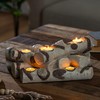 Plow & Hearth Faux Birch Wood Resin Logs Candle Holder