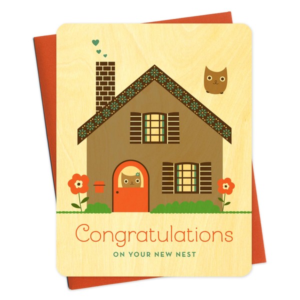 New Nest Wood Congratulations Card by Night Owl Paper Goods