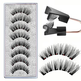 Magnetic Eyelashes Natural Look 2-Pair Set with Applicator | Reusable No Glue False Lashes Kit, Lightweight Hypoallergenic Magnetic Eyelashes for Daily Use & Easy Removal