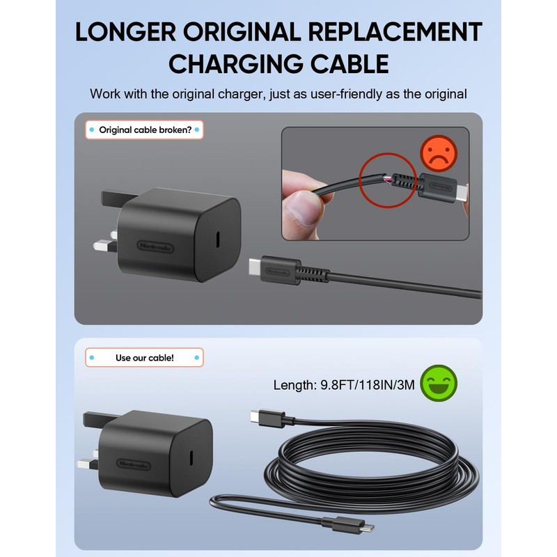 10FT Charger Cable for NS 2