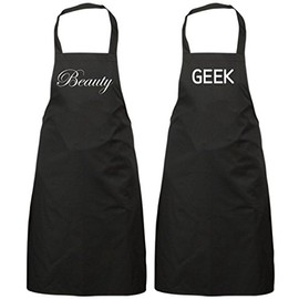 60 Second Makeover Limited Couples Beauty Geek Black Apron Set Novelty Gift Wedding Anniversary Husband Wife House Warming Kitchen Present
