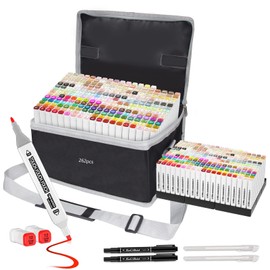 Banral 262 Colors Dual Tip Alcohol Based Markers, Twin Sketch Art Markers Set Pens for Artists Adult Coloring Drawing Sketching Card Making Illustration, Premium Brush Markers with Case