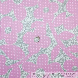 Signature BonEful Fabric FQ Cotton Quilt PINK White Gray VTG Dot Flower Girl Hawaiian BOHO
