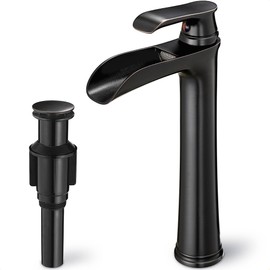 HOIGY Vintage Oil Rubbed Bronze Waterfall Faucet for Bathroom Sink - Single Handle, 11 Inches Tall, 3-Layer Metal Filter, Anti-rust Brass Body, Easy Installation