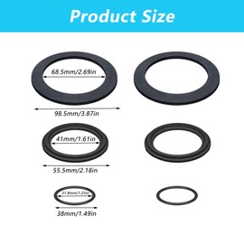 TUKEVA 6 Pieces Pool O-Oring for Intex Pool Filter Pump Sealing Rings Pool Accessories Rubber Washers Sealing Ring Pool Pump for 25076RP for Intex Pool Parts 10262, 10745, 10255 (Black)