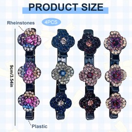 4 x double layer hair clip, hummingbird hair clip with crystal flower, hair clips with sparkling crystal stones, double hair clip with 3 clips, elegant hair styling clips for women and girls
